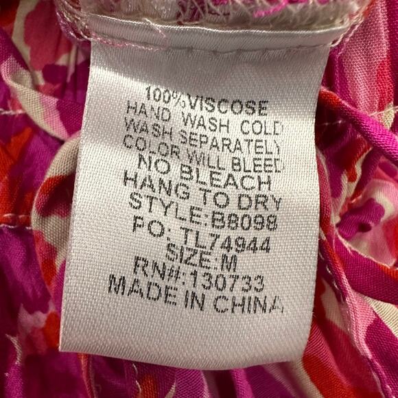 Umgee Medium Pink Wide Leg Full Flowy Pants Elastic Waist Resort Vacation Beach - Picture 7 of 8